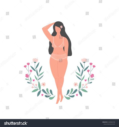 Naked Woman Lingerie Surrounded By Flowers Stock Vector Royalty Free Shutterstock