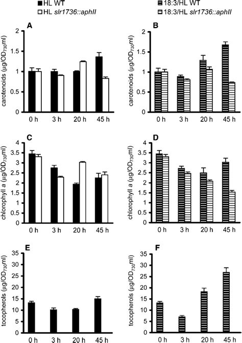 Total Carotenoid Chlorophyll And Tocopherol Contents In The Wild Type