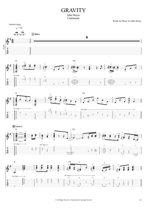 Gravity Tab by John Mayer (Guitar Pro) - Full Score | mySongBook