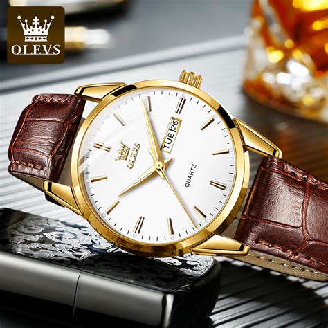 Olevs Watch For Men Waterproof Original Luminous Dual Time Accurate