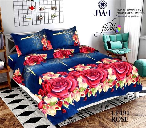 Gsm Floral Printed Polly Cotton Double Bed Sheet For Home At Rs