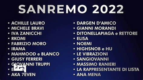 Sanremo 2022 Tutti I Cantanti In Gara