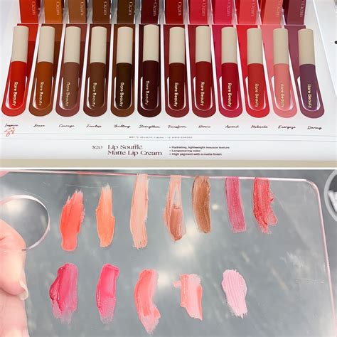 Swatches of the new Rare Beauty by Selena Gomez Lip Souffle Matte Cream ...