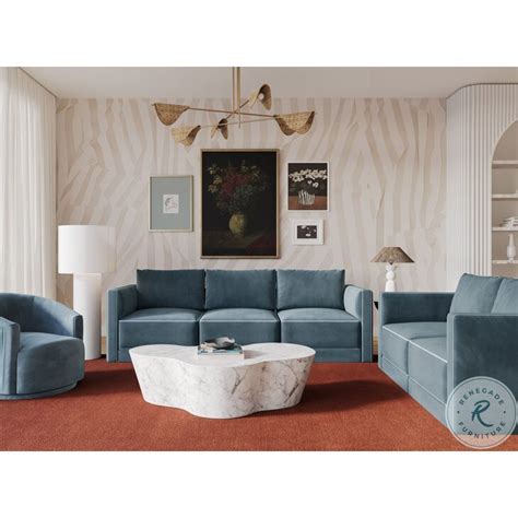 Willow Misty Blue Velvet Living Room Set From Coleman Furniture