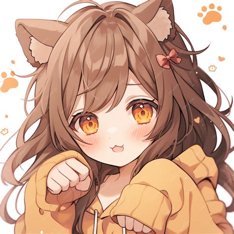 Anime Girl With Brown Hair And Orange Eyes Pointing At Something