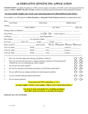 Form Ca Alternative Sentencing Application San Luis Obispo