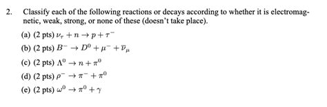 Solved Classify Each Of The Following Reactions Or Decays Chegg