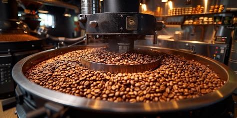 Premium Photo Coffee Beans During The Roasting Process Moving Paddle