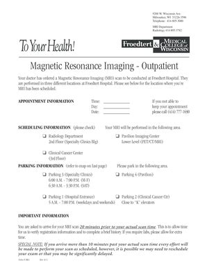 Fillable Online Magnetic Resonance Imaging Outpatient Fax Email Print