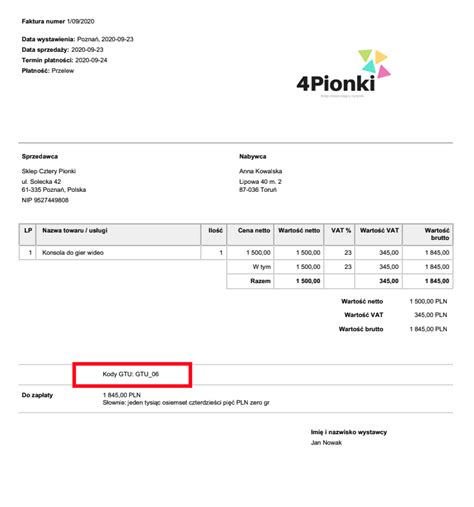 Jak Wstawi Kod Gtu Oraz Kody Procedur Na Faktur