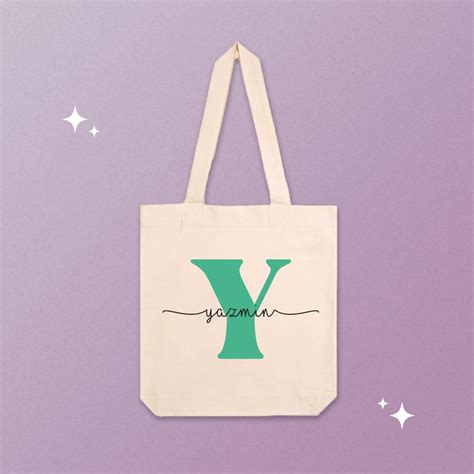 Tote Bag Personalizada Con Nombre E Inicial Agencia Maya