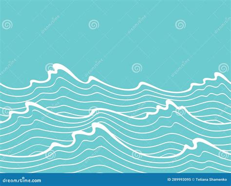 Seamless Abstract Blue Bakground With White Waves Stock Vector
