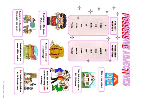 Possessive Adjectives Fran Ais Fle Fiches Pedagogiques Pdf Doc