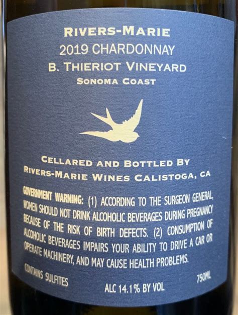 2019 Rivers Marie Chardonnay B Thieriot Vineyard USA California