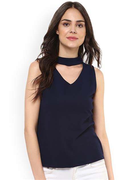 Buy Mayra Women Navy Blue Solid Top Tops For Women 7437338 Myntra