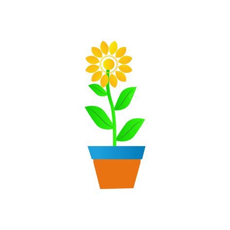 Handdrawn Gradient Potted Plant Vector Illustration Handdrawn Gradient