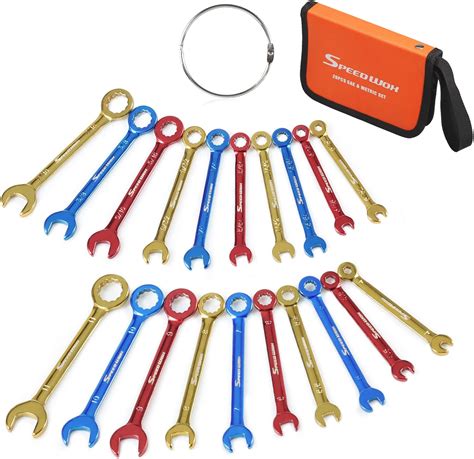 Speedwox Pcs Mini Combination Wrench Set Metric Sae Color Plated