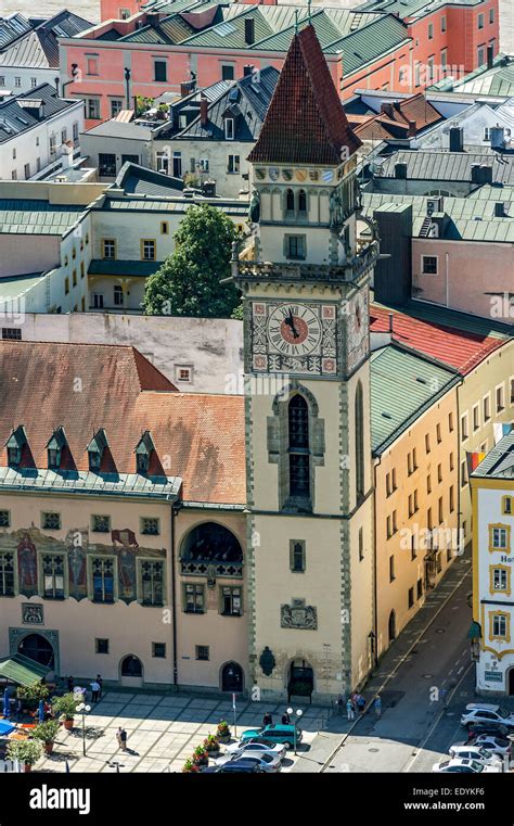 Rathaus Und Turm Hall Altstadt Passau Untere Bayern Bayern