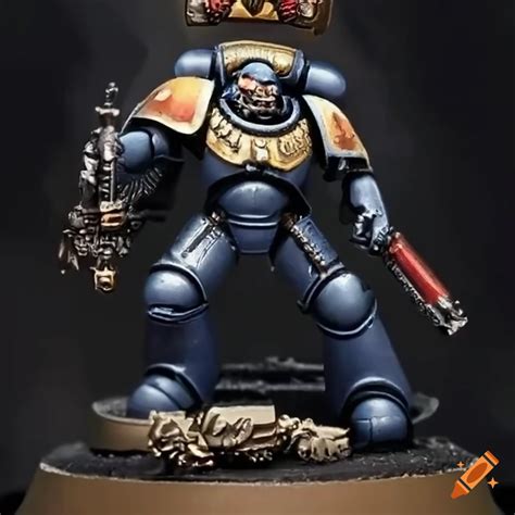 Warhammer 40k Miniature Of A Primaris Space Marine Captain On Craiyon