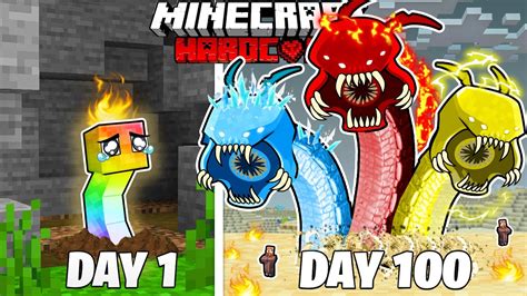 I Survived Days As An Elemental Worm In Hardcore Minecraft Youtube