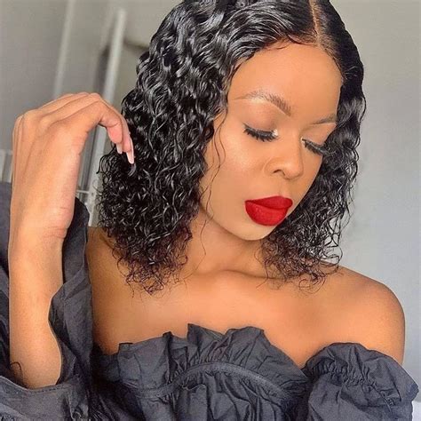 Amazon SWEETGIRL 4x4 Lace Closure Wigs Human Hair Bob Cut Curly