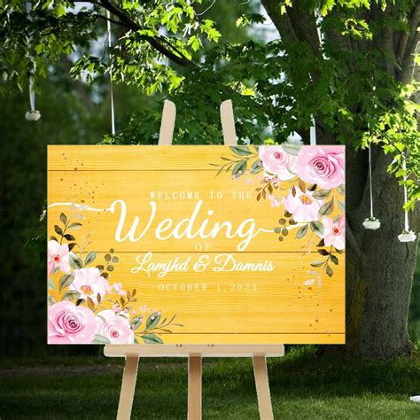 Letrero De Bienvenida Personalizado De Boda Nombre Personalizado Y