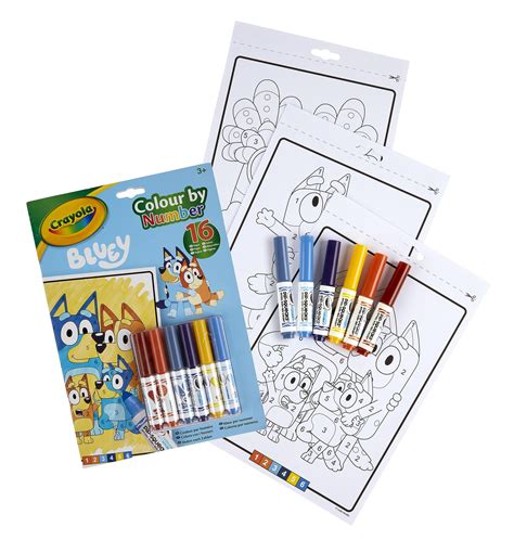 Buy Crayola Colour By Numbers Bluey Includes 16 Colouring Pages And