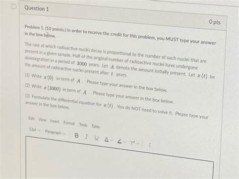 Solved D Question 1 O Pts Problem 1 10 Points In Order To