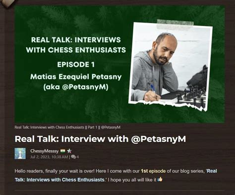 Real Talk Interviews With Chess Enthusiasts Episode 1