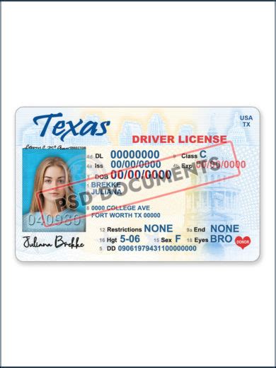 Texas Driver License New Psd Template V2 Psd Documents