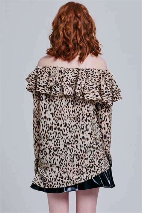 Octavia Leopard Print Bardot Top