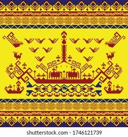 Batik Lampung Motif Perahu Gajah Stock Vector Royalty Free