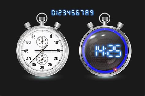 A set of sports digital and analog stopwatches. Stock vector ...