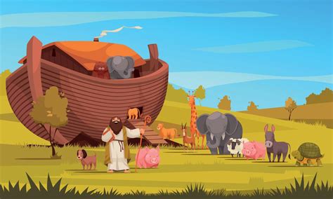 Noah Ark Cartoon Illustration 10366561 Vector Art At Vecteezy