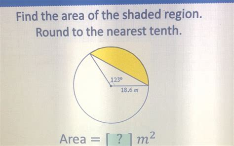 Solved Find The Area Of The Shaded Region Round To The Nearest Tenth