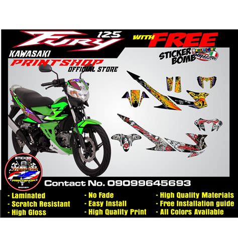 Fury Kawasaki Sticker Decals Full Set Quality And Durable Print