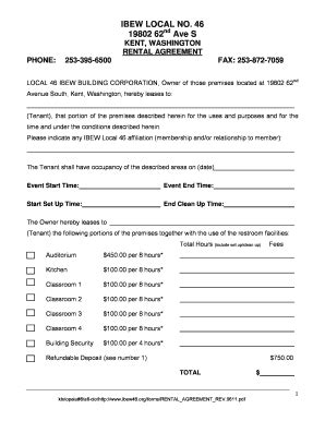 Fillable Online Ibew Rental Form Ibew Local Fax Email Print