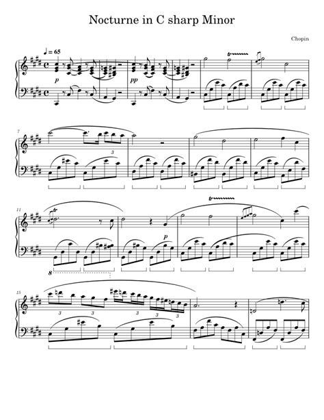 Nocturne In C Sharp Minor Sheet Music For Piano Solo