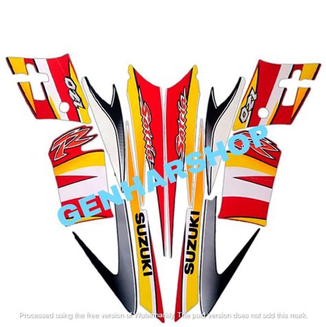 Jual Stiker Striping Lis Body Motor Satria R Putih Merah