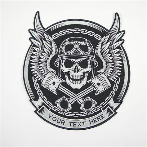 Skull Biker Patches Skull Back Patch Personalised Large Etsy