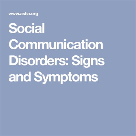 Social Communication Disorders Signs And Symptoms