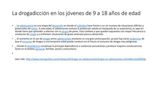 La drogadicción en los jóvenes de 9 a PPT