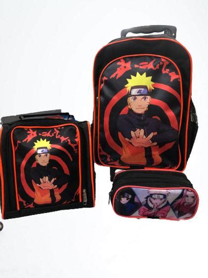 Kit Escolar Mochila Lancheira Estojo Naruto Fbr Kit Mochila