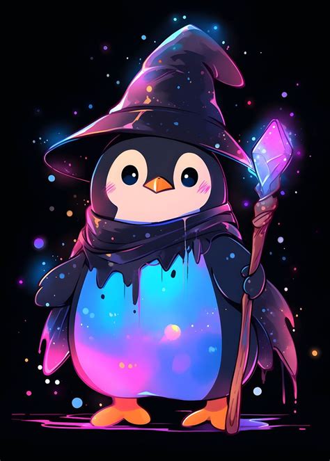 Penguin Wizard Poster Picture Metal Print Paint By Alexander