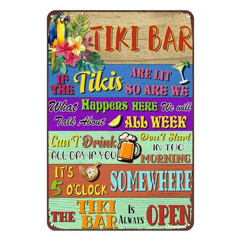 Tiki Bar Metal Sign For Outside Patio Decor For Tropical Birthday Party