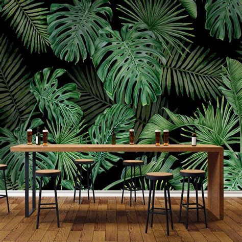 Mural Personalizado Planta Tropical De Hoja Verde Foto Papeles Tapiz