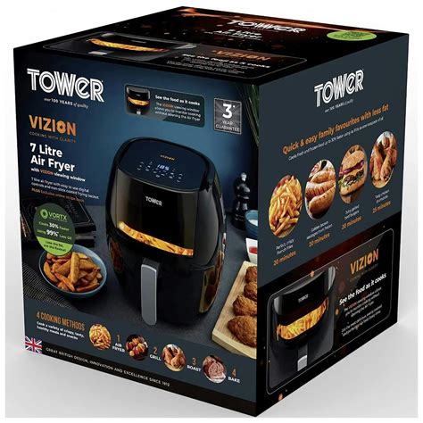 Tower T17072 7l Vortx Single Zone Digital Air Fryer Vizion Window