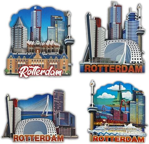 Koelkastmagneten Set Rotterdam Holland Souvenirs 4 Stuks Bol