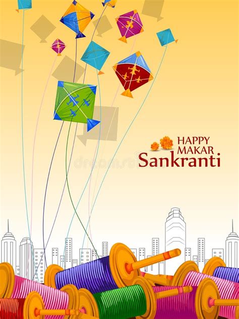 Fondo Feliz De Makar Sankranti Con La Cometa Colorida Ilustraci N Del