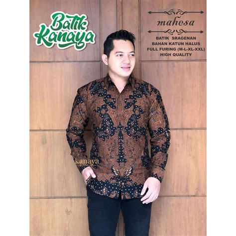 Jual MAHESA Kemeja Batik Solo Pria Lengan Panjang Katun Halus FULL